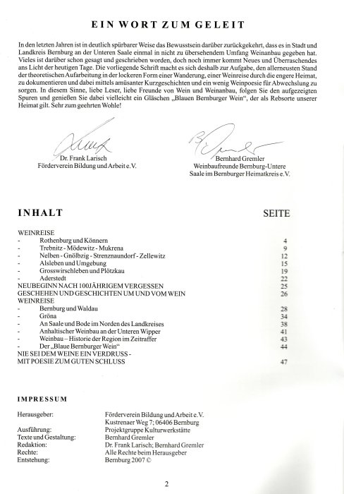 Buch Impressum und Inhalt